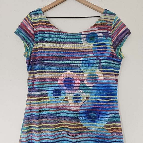 Desigual multi stripe ultra mini dress size XL flaw - Picture 6 of 8